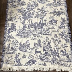 Vintage Blue and White Toile French Country Tapestry Throw Blanket